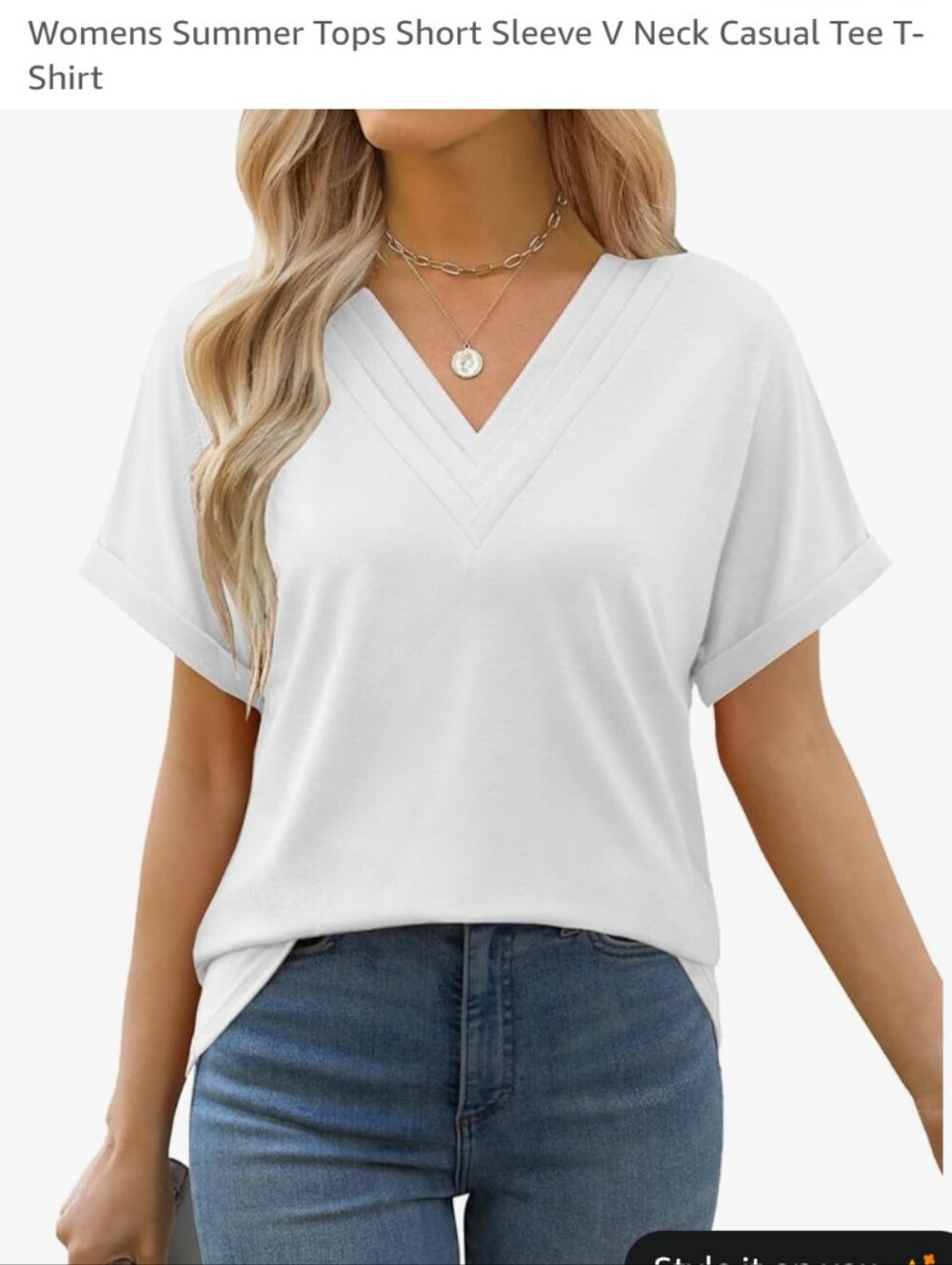 Women's V-Neck Short Sleeve Tee - White